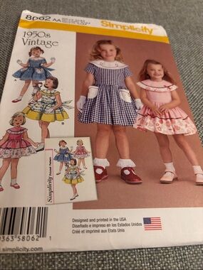 Simplicity Blue Gingham and Pink Ruffled 1950s Girls' Costume Pattern